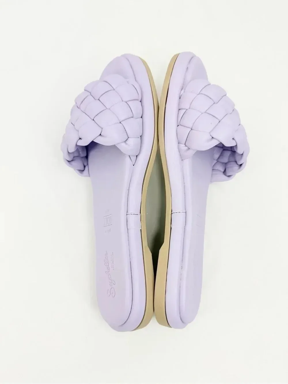 Seychelles BELLISSIMA Lavender Purple Puffy Woven Leather Padded Slide Sandals